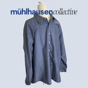 Christian Dior Vintage Blue Dress Shirt Mens Large 17.5